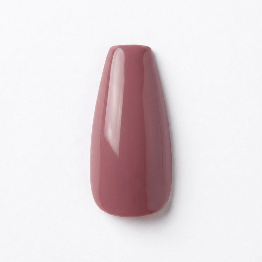 Coffin-shaped press-on nail in the color mauve