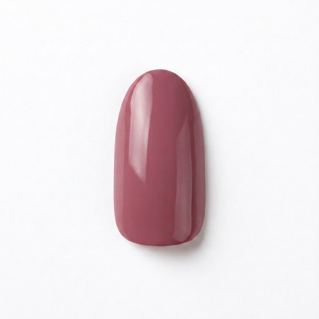 Extra long length round press-on nail in the color mauve