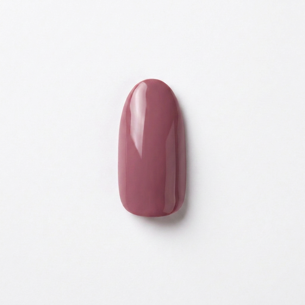 Oval-shaped press-on nail in the color mauve