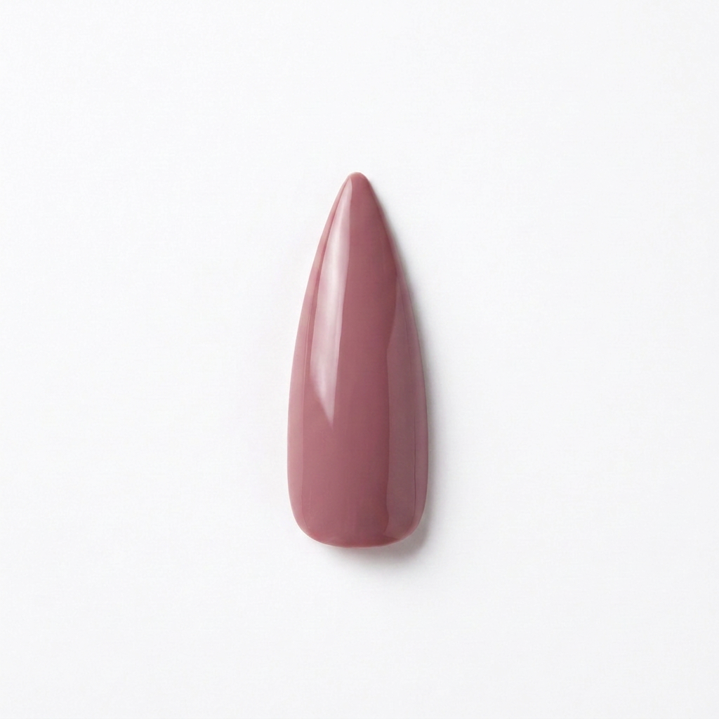 Stiletto-shaped press-on nail in the color mauve