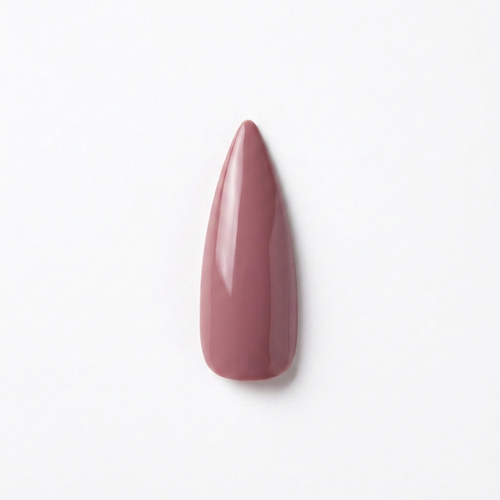 Stiletto-shaped press-on nail in the color mauve
