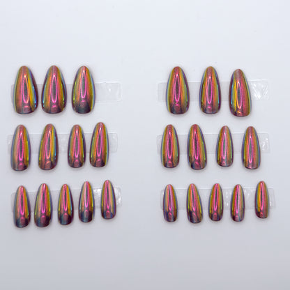 Set of colorful nail art designs on a white background