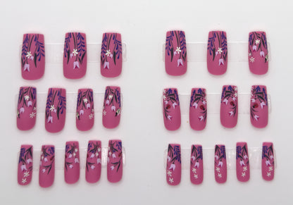 Full magenta botanical set laid out in rows from largest to smallest size