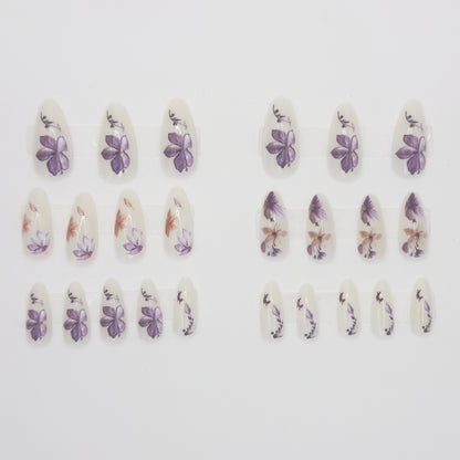 Full stiletto floral set laid out in rows from largest to smallest size