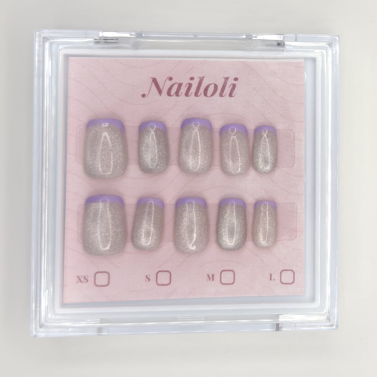 Silver holographic set inside the closed clear Nailoli case
