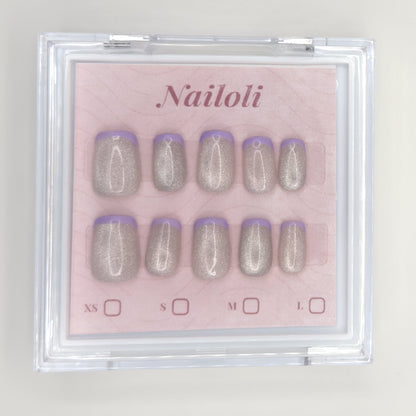 Silver holographic set inside the closed clear Nailoli case