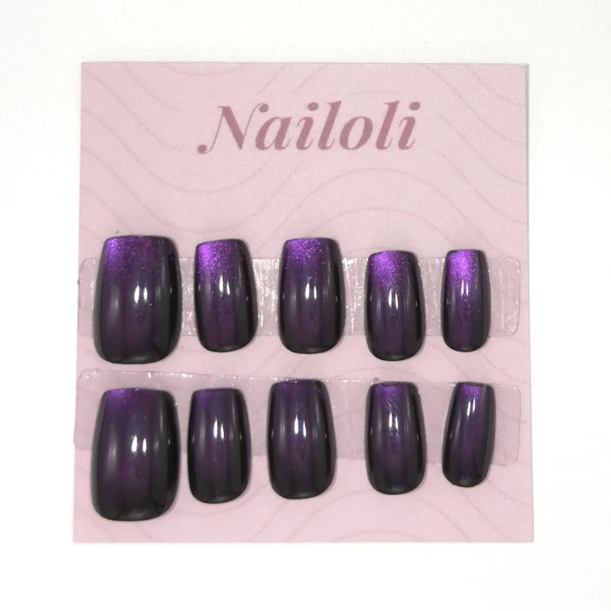 Blackberry cat eye square set on the pink Nailoli backing card